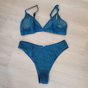 NEW PARADE blue Lingerie  Lace and Cut out detail set